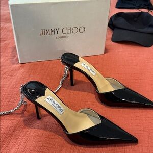 Jimmy Choo Black Patent Leather Slingback Heels